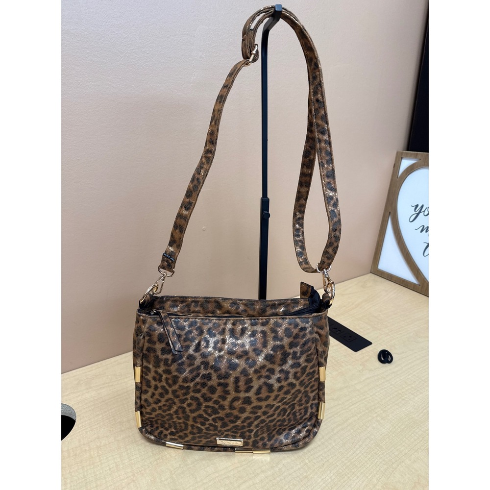 Jessica Simpson Leopard Print Crossbody Bag Metallic Gold Hardware JS250014-LEO